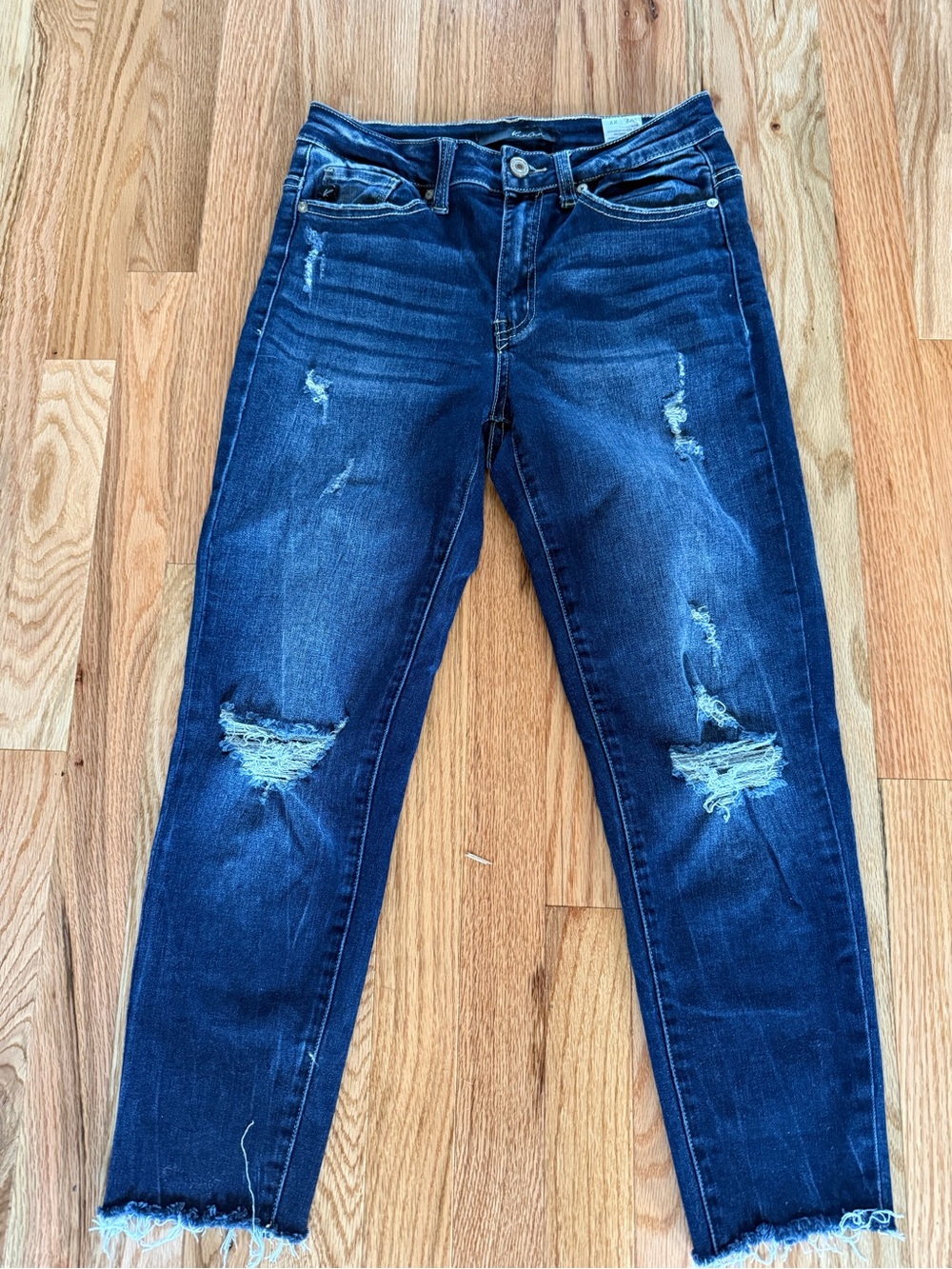 KanCan Dark Blue Ripped Ankle Crop Jeans